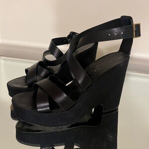 GUCCI Wedge Espadrille Black 8M